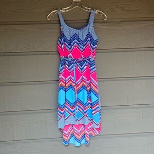 PAPER DOLL BOHO BLUE PINK HIGH LOW DRESS  SIZE 12